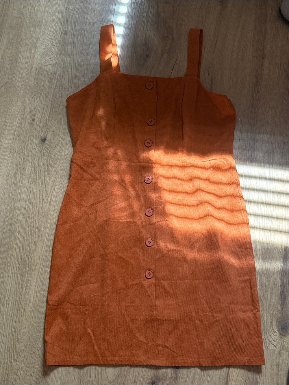 SHEIN Rust Orange Button-Front Mini Dress